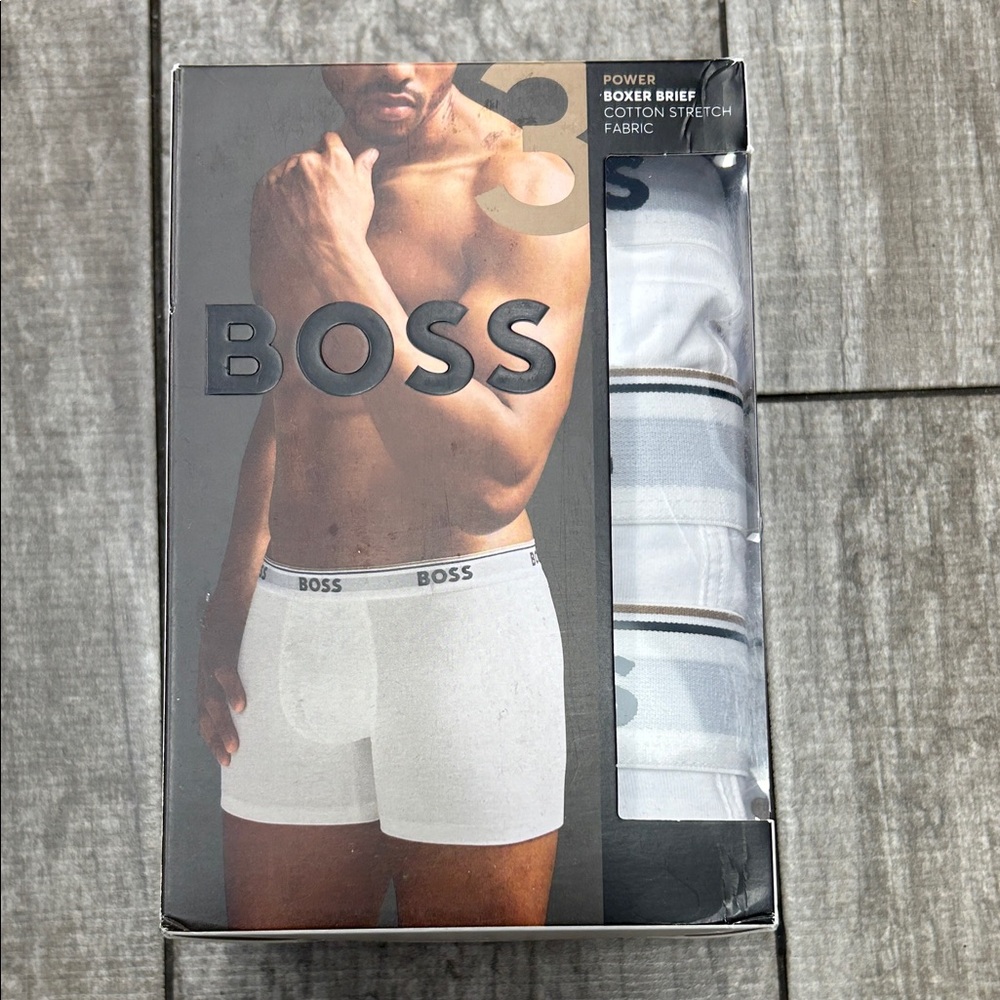 BOSS Men's White Boxer Briefs with Logo Accents NWT